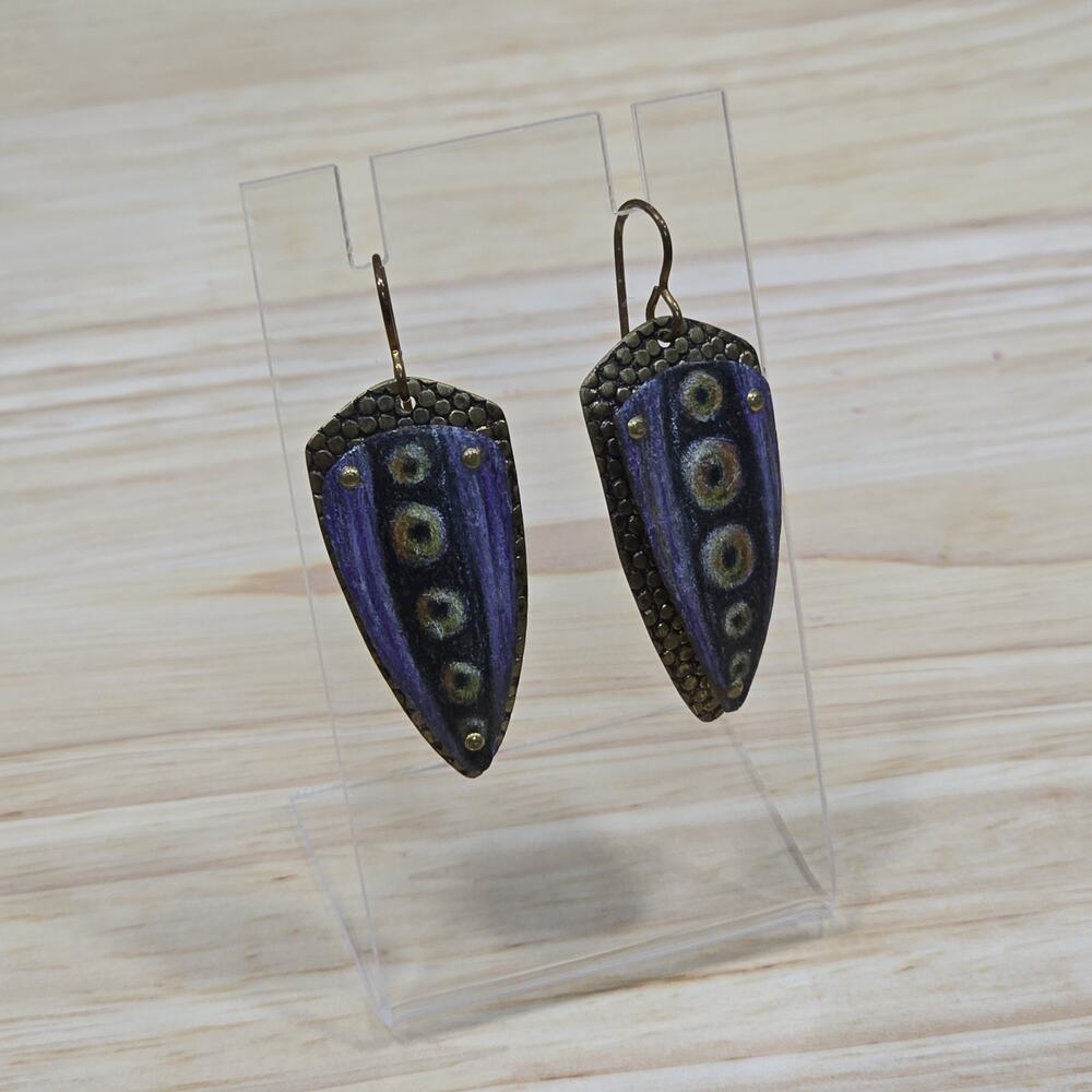 Artisan Creation Hammered Layered Textured Metal Painted Dragonfly Wing Earrings